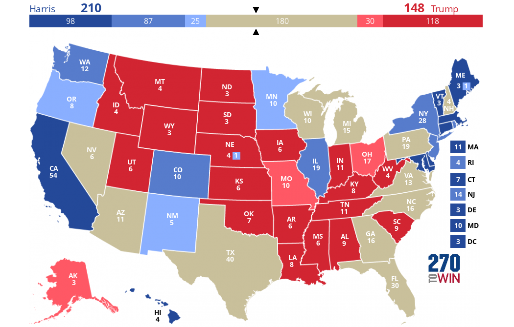 Harris Trump 2024 Electoral Map Based on Polls - 270toWin